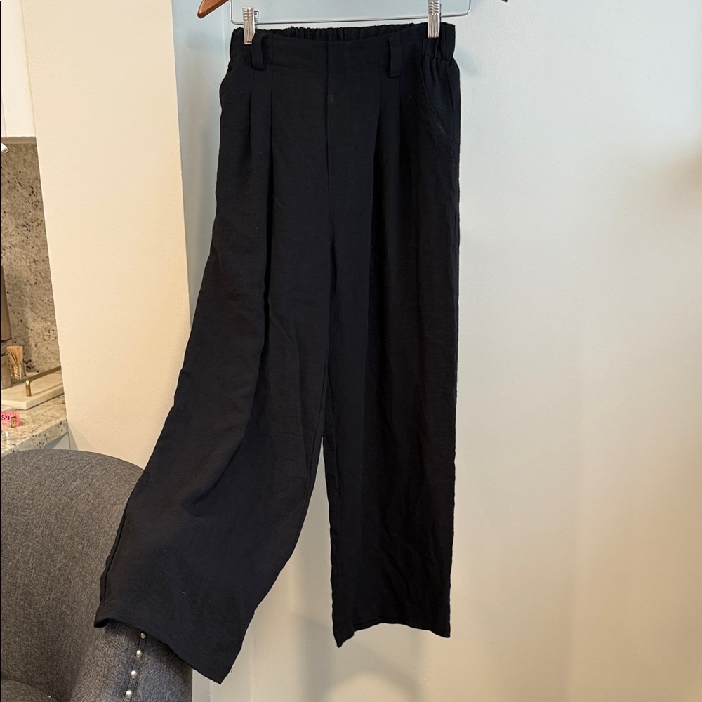 HALARA Elegant Black Trousers Elastic waist and wideleg
